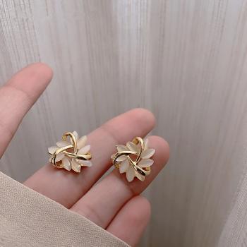 360Home Silber pin Perle luftige Vintage Ohrringe E2570 Gold